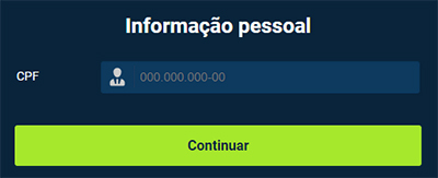 Formulário para inserir um CPF ao se registrar na pixbet