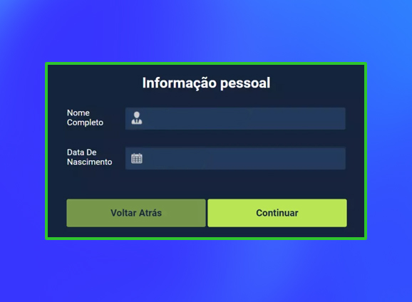 Os campos com informações pessoais na plataforma de apostas da pixbet.