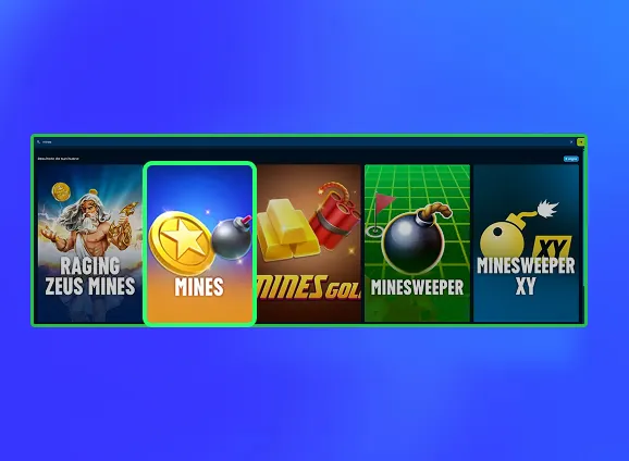 Escolha o jogo Mines para apostar.