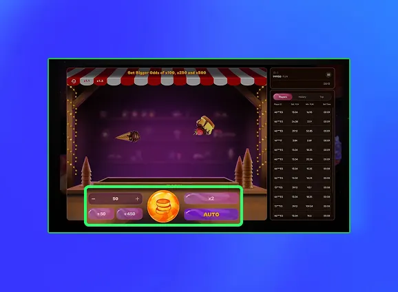 Botão de aposta para começar.