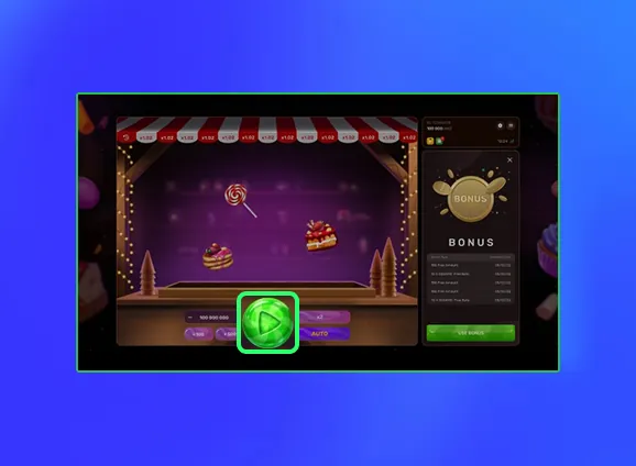 Botão de aposta para começar.