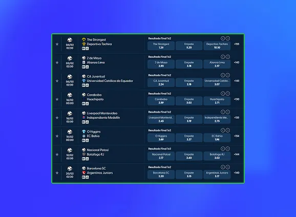 Partida de futebol para apostas.